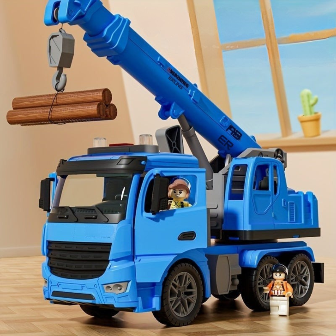 CraneMaster™ – Baustellen-Kranwagen mit Licht, Sound & beweglichem Kranarm für Kinder