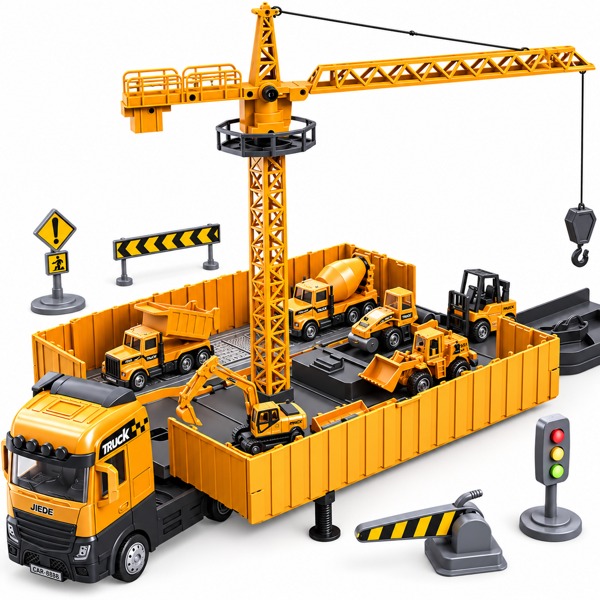 Transformable Construction Truck Toy Set – 2-in-1 Baustellen-Truck mit Licht & Sound für Kinder (3–5 Jahre)