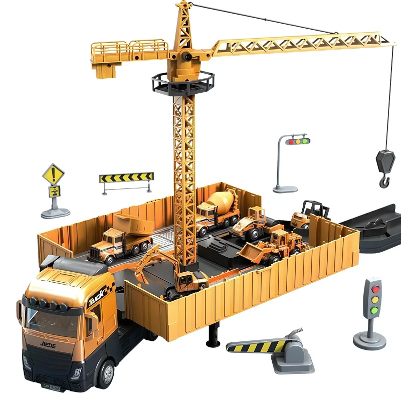 Transformable Construction Truck Toy Set – 2-in-1 Baustellen-Truck mit Licht & Sound für Kinder (3–5 Jahre)