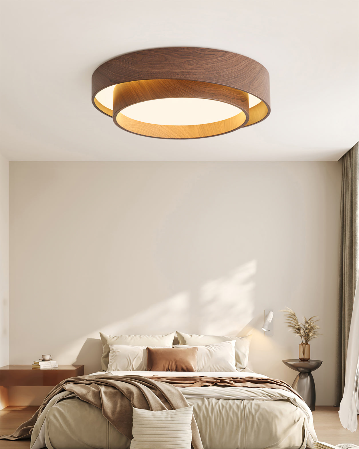 VaakoGlow™ – Moderne LED-Deckenleuchte in edler Walnuss-Optik