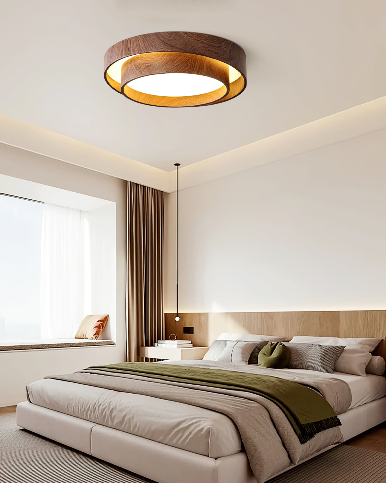 VaakoGlow™ – Moderne LED-Deckenleuchte in edler Walnuss-Optik