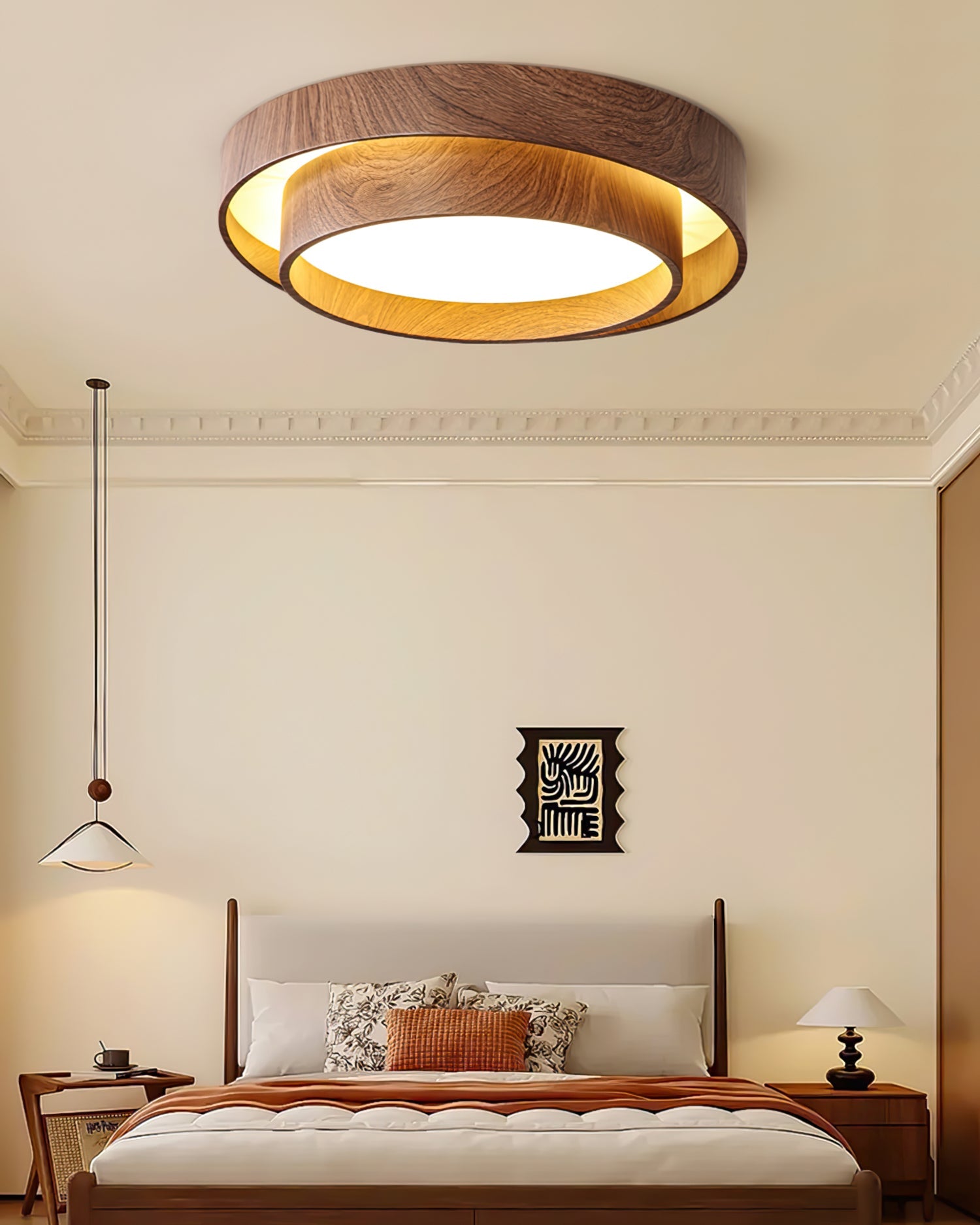 VaakoGlow™ – Moderne LED-Deckenleuchte in edler Walnuss-Optik