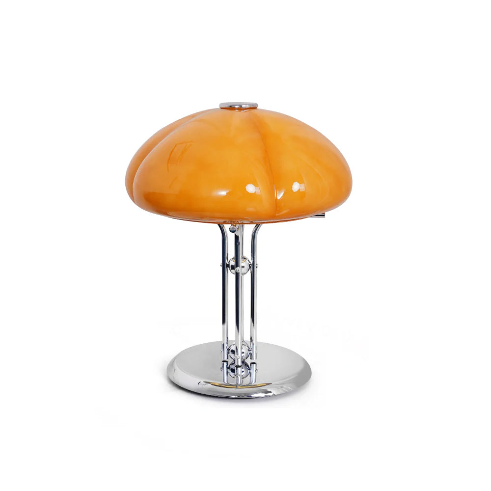 GlowMushroom™ Tischlampe – Bauhaus Design-Leuchte aus Glas mit warmem Amber-Licht