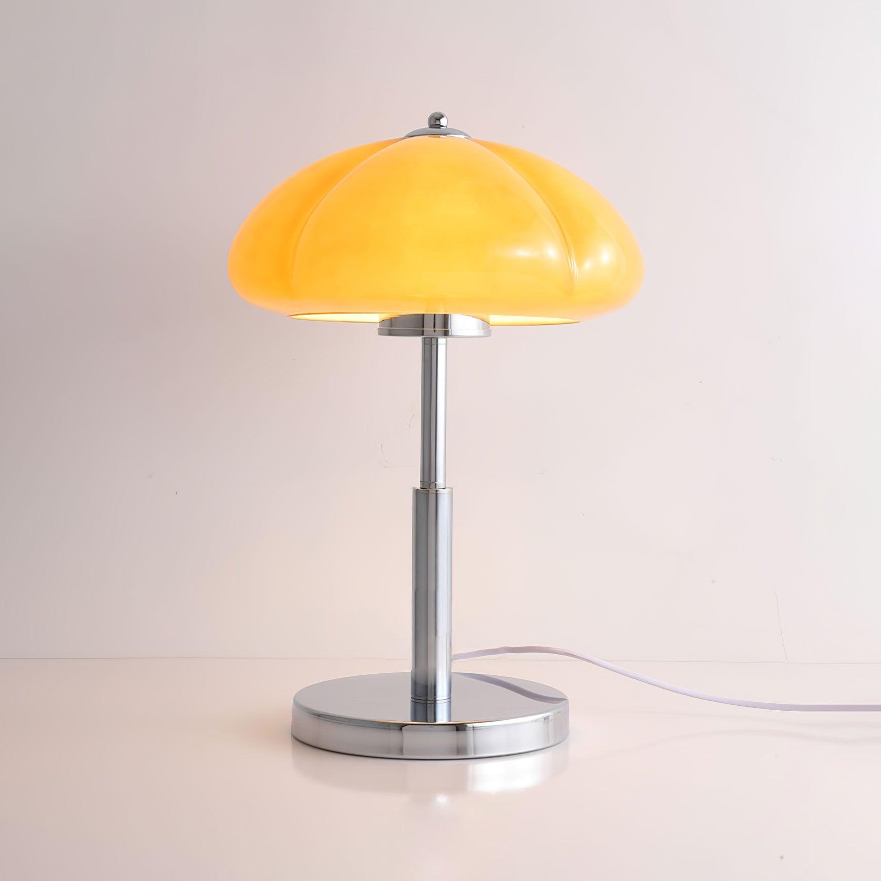 GlowMushroom™ Tischlampe – Bauhaus Design-Leuchte aus Glas mit warmem Amber-Licht