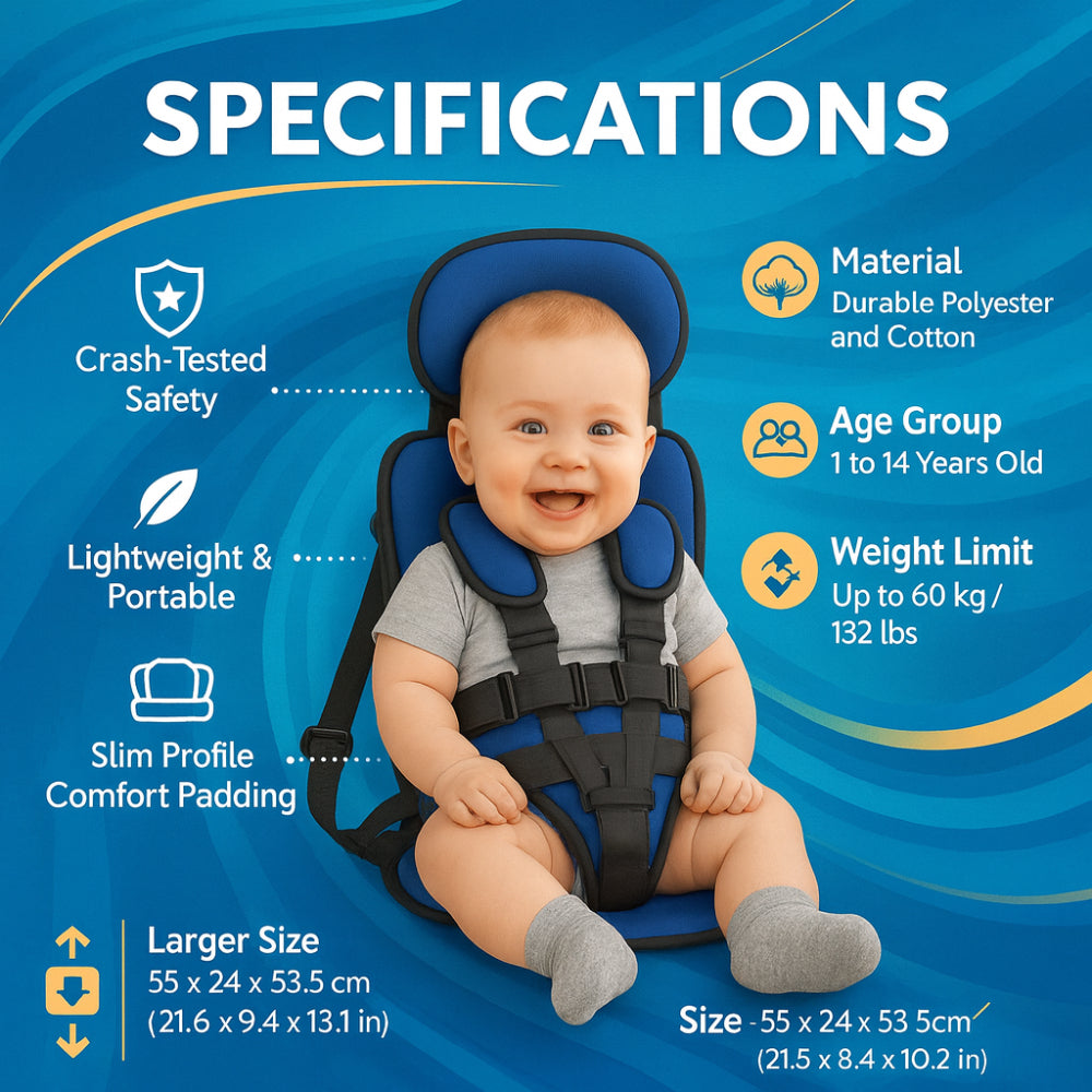SafeTrek™ – Tragbarer Kindersitz mit Sicherheitsgurt, Slim & Kompaktes Design – Reisesitz für Kinder & Kleinkinder