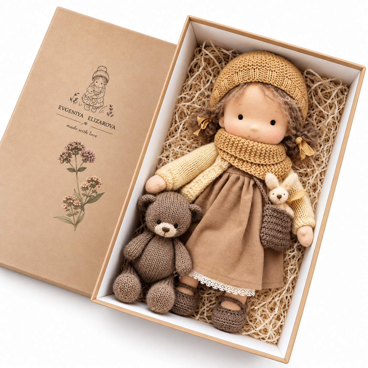 Waldora™ Waldorf Stoffpuppe – Handgefertigt, Naturmaterialien, 30 cm, Kreatives Rollenspiel - Less Goods