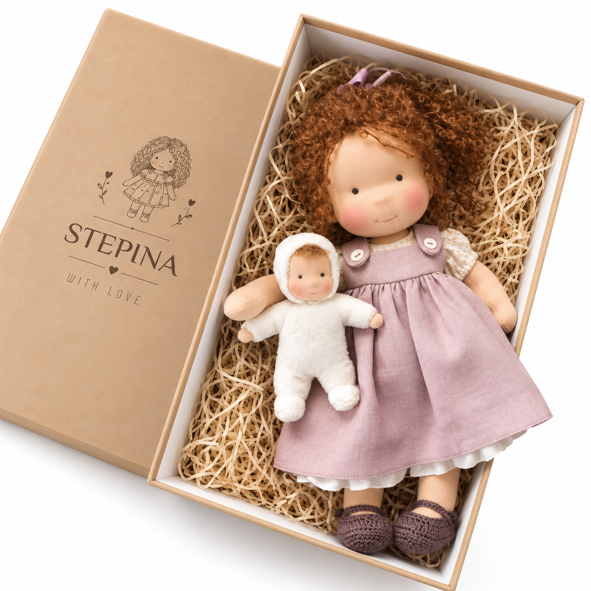 Waldora™ Waldorf Stoffpuppe – Handgefertigt, Naturmaterialien, 30 cm, Kreatives Rollenspiel - Less Goods