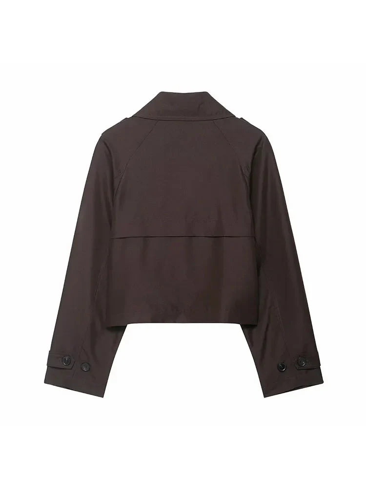 Damen Trenchcoat mit Doppelreihe & Taschen – Elegante Herbst- und Winterjacke für Büro & Alltag