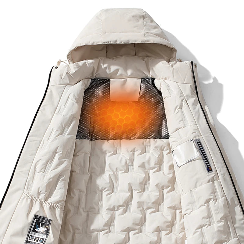 Damen Wasserdichte Steppjacke mit Abnehmbarer Kapuze – Winddichte Winterjacke für Outdoor-Aktivitäten