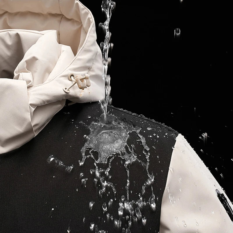 Damen Wasserdichte Steppjacke mit Abnehmbarer Kapuze – Winddichte Winterjacke für Outdoor-Aktivitäten