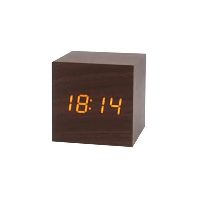 WoodAura™ – Digitaler LED-Holzwecker mit Temperaturanzeige & Klopf-Sensor
