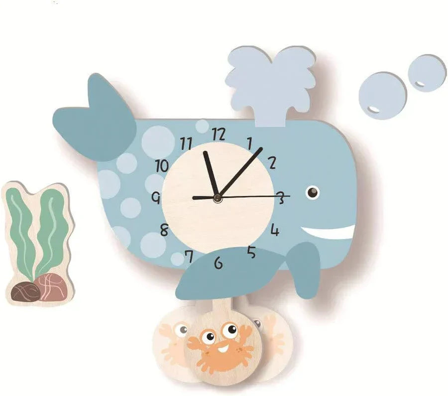 ZooClock™ – Kinder Pendeluhr mit Tierdesign, Lernuhr für Kinderzimmer, 30 cm