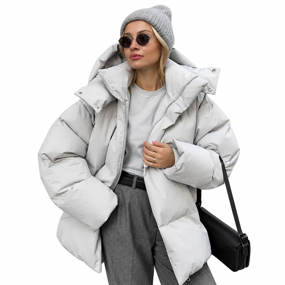 Wynne™ Damen Oversized Pufferjacke – Warme Winterjacke mit hohem Kragen & Modernem Look