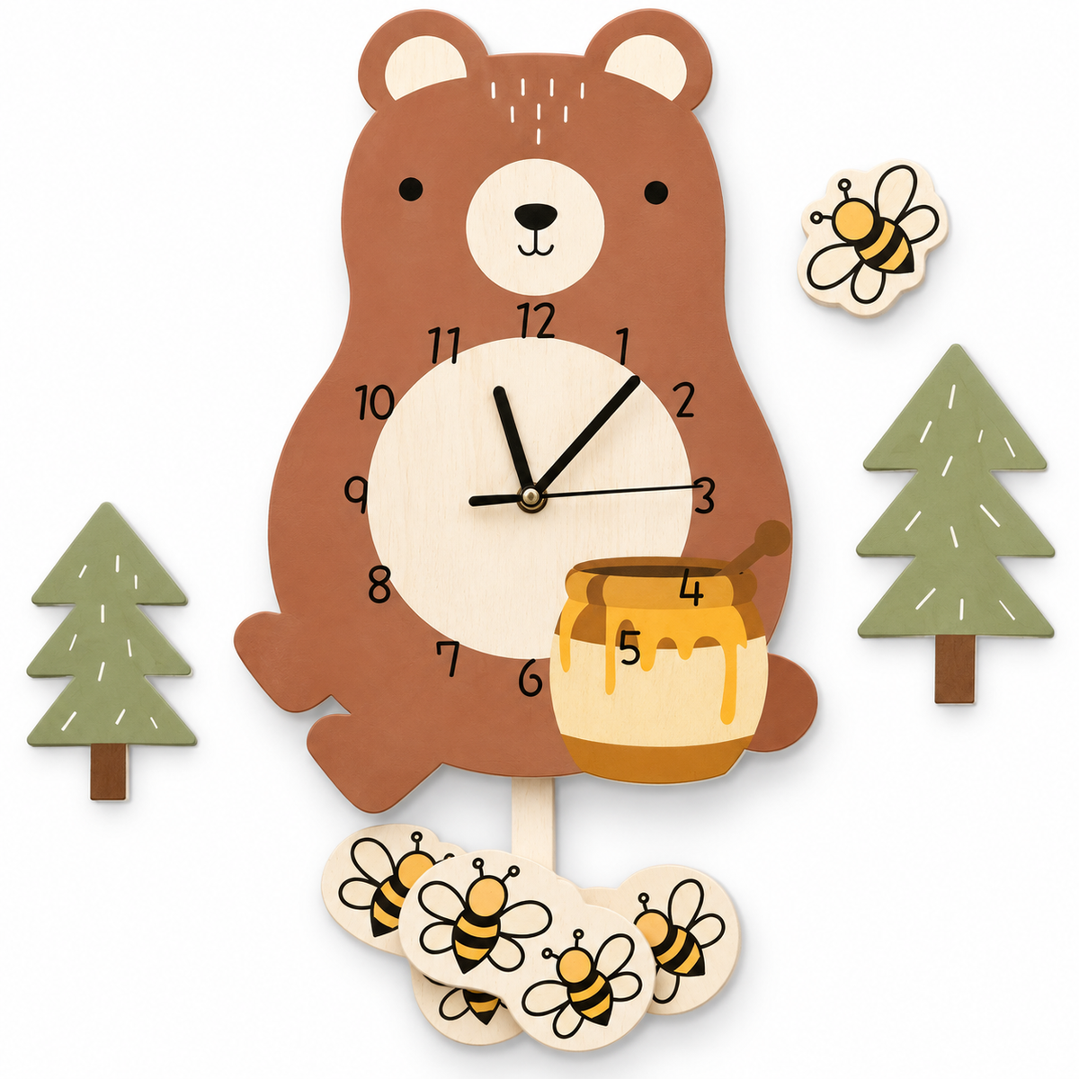 ZooClock™ – Kinder Pendeluhr mit Tierdesign, Lernuhr für Kinderzimmer, 30 cm