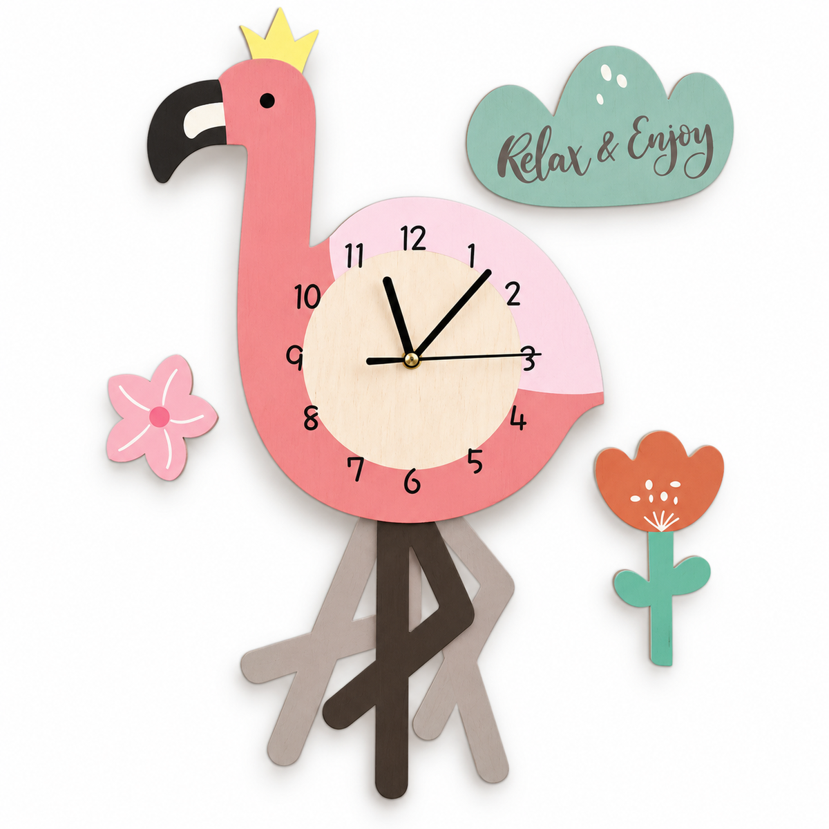 ZooClock™ – Kinder Pendeluhr mit Tierdesign, Lernuhr für Kinderzimmer, 30 cm