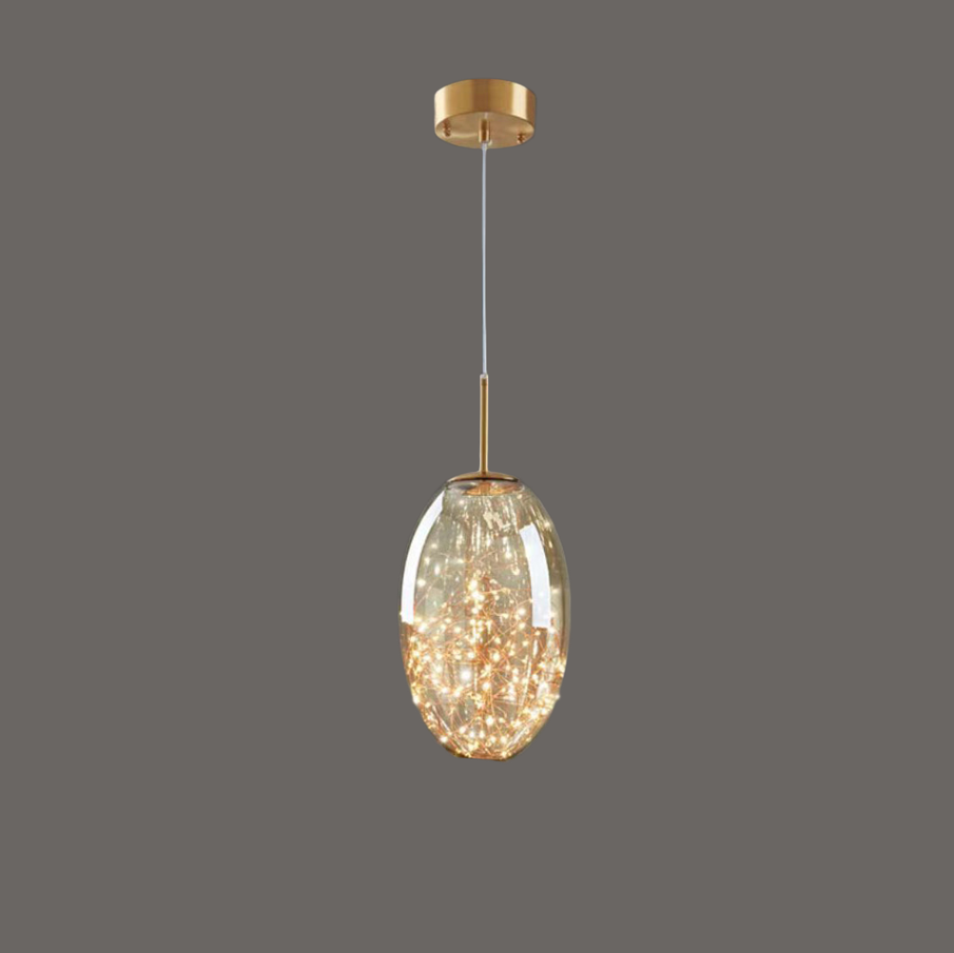 NebulaGlow™ Pendelleuchte – Elegante graue Glas-Hängelampe mit Messing für Esszimmer & Küche (LED)