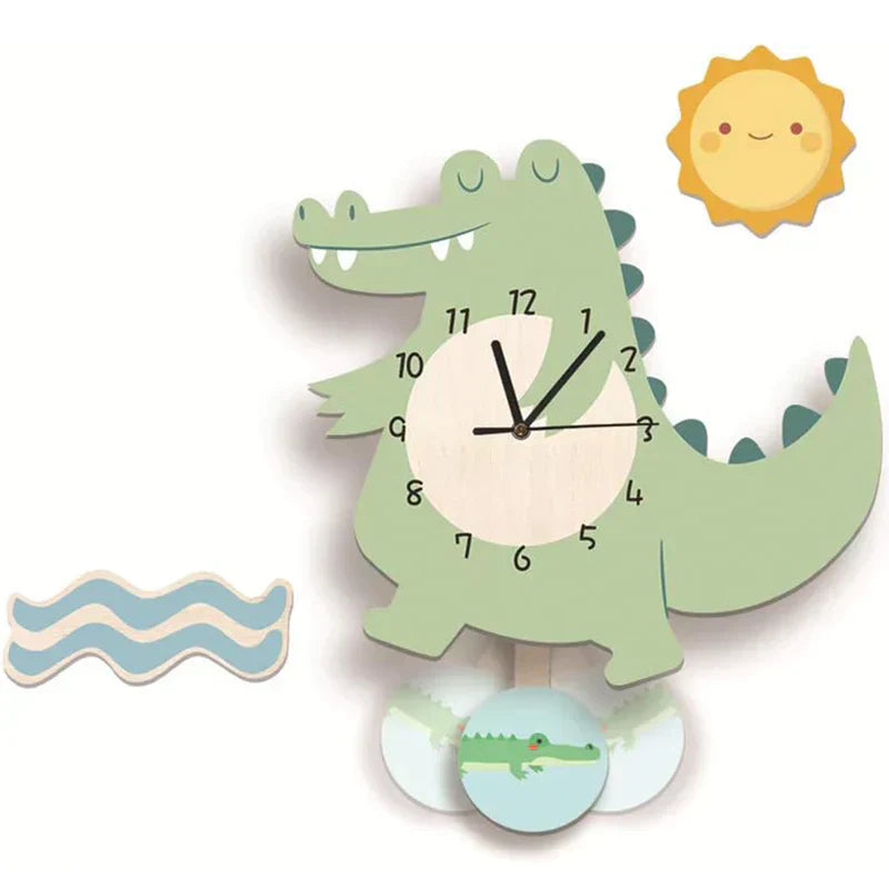 ZooClock™ – Kinder Pendeluhr mit Tierdesign, Lernuhr für Kinderzimmer, 30 cm