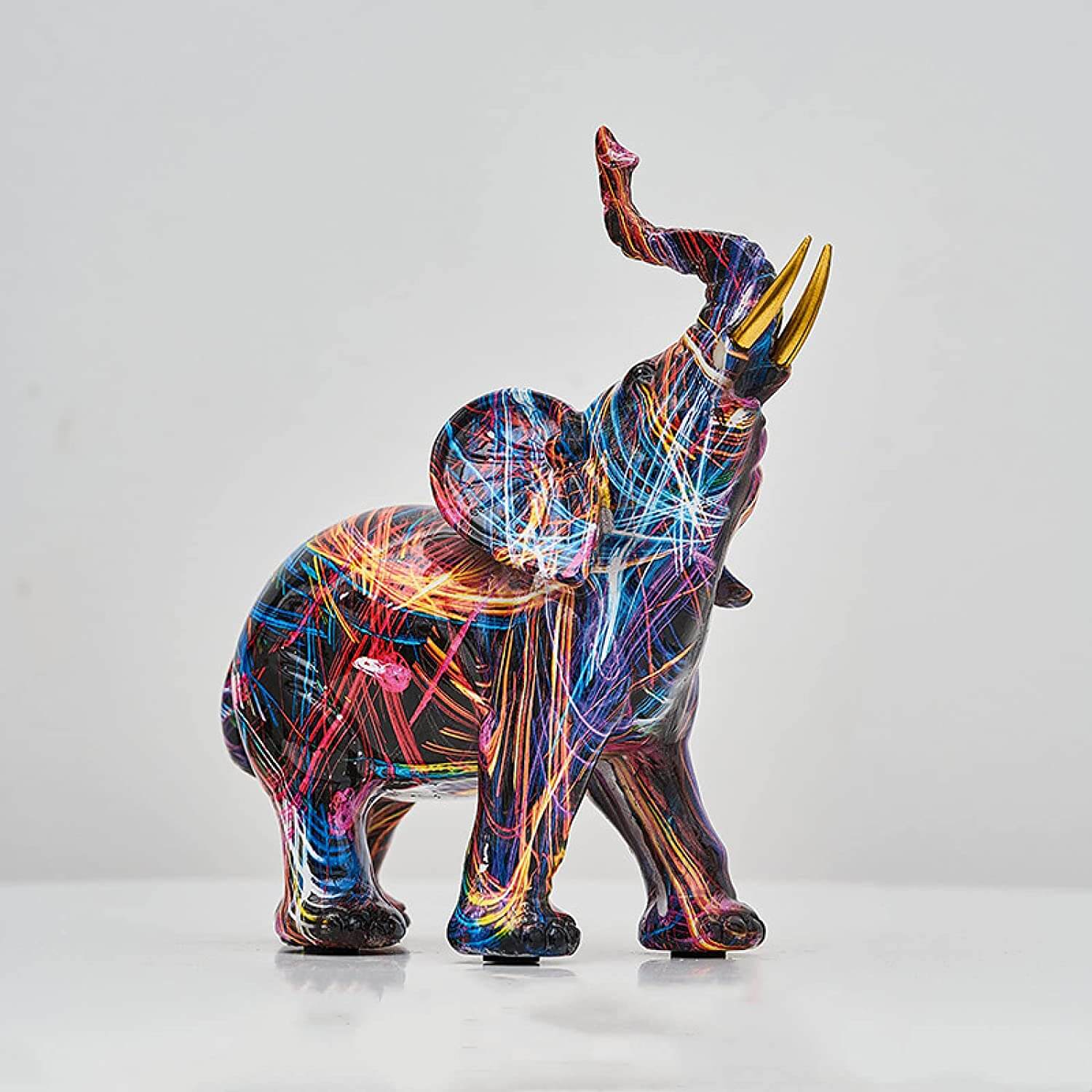 EleGance™ Abstrakter Elefant – Künstlerische Deko Figur, Resin Skulptur, bunt, handgefertigt, 20 cm