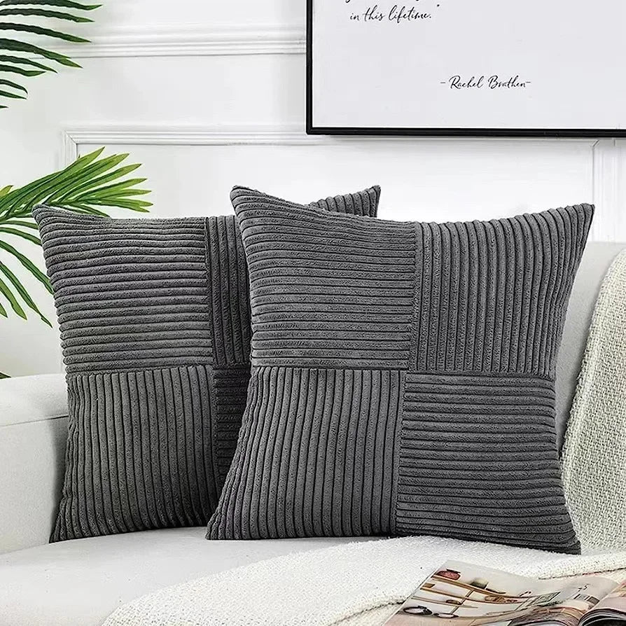 VelvetEase™ – Weiche Cord-Kissenbezüge 45×45 cm (2er-Set) | Stilvolle Wohnraum-Dekoration
