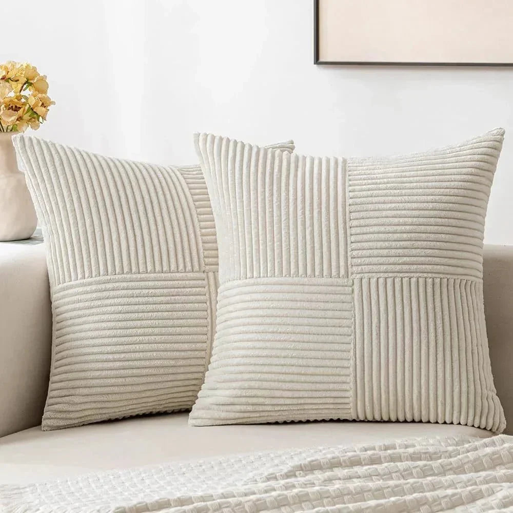 VelvetEase™ – Weiche Cord-Kissenbezüge 45×45 cm (2er-Set) | Stilvolle Wohnraum-Dekoration