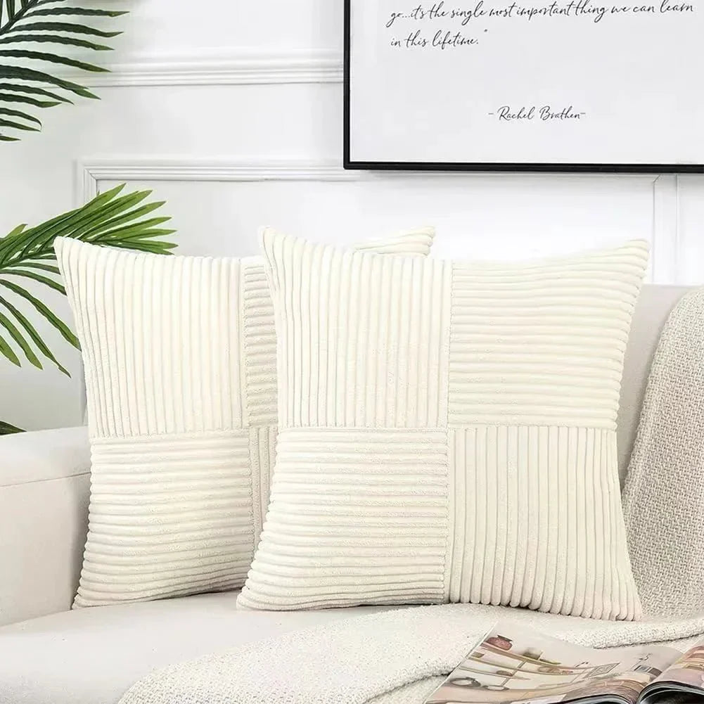 VelvetEase™ – Weiche Cord-Kissenbezüge 45×45 cm (2er-Set) | Stilvolle Wohnraum-Dekoration