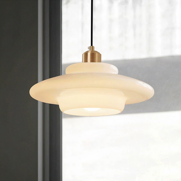 GlowIvory | Sanfte Elfenbein Glas Pendelleuchte – Elegantes Licht im Mid-Century Stil