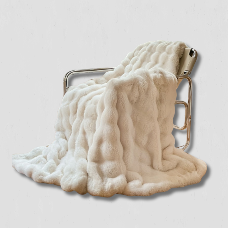 FleeceHaven™ – Ultraweiche Bubble-Fleece-Decke mit Kunstfell | Kuschelige Wärme für Sofa & Bett