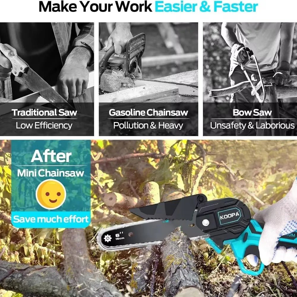 21V Mini Akku - Kettensäge – 15 cm Motorsäge für Makita 18V Akku – Handliche, leistungsstarke Kettensäge mit 550W Motor - Less Goods