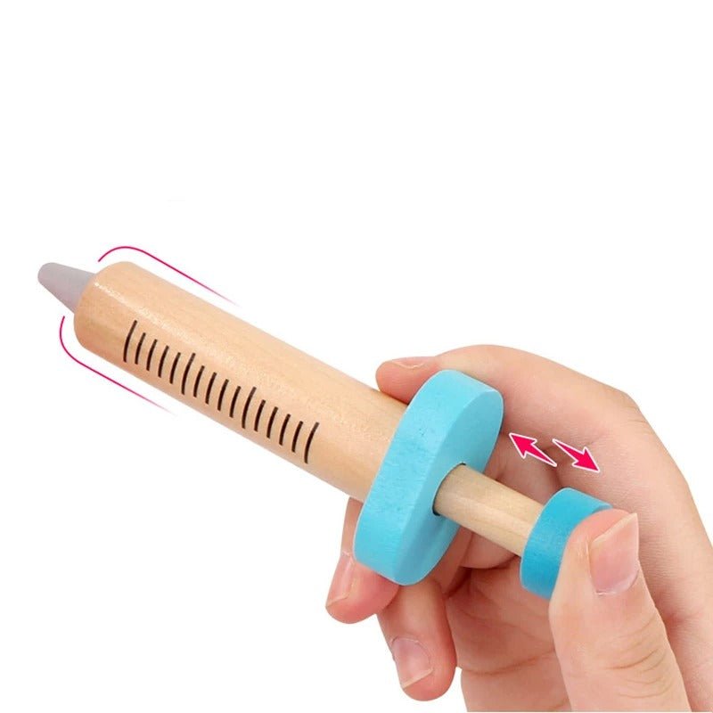 (24 - tlg. Set) Holz Kinder Spielzeug Zahnarzt Koffer Doktor Zubehör Lern Spielset mit Stethoskop / Thermometer / Spritze - Less Goods