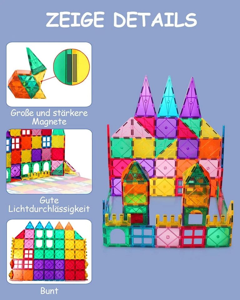Magnet Bausteine Kinder Spielzeug Magnetische Fliesen Lernspiel - Bunt (66 - tlg. Set) - Less Goods