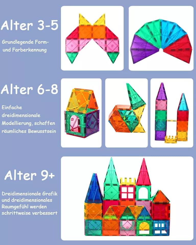 Magnet Bausteine Kinder Spielzeug Magnetische Fliesen Lernspiel - Bunt (66 - tlg. Set) - Less Goods