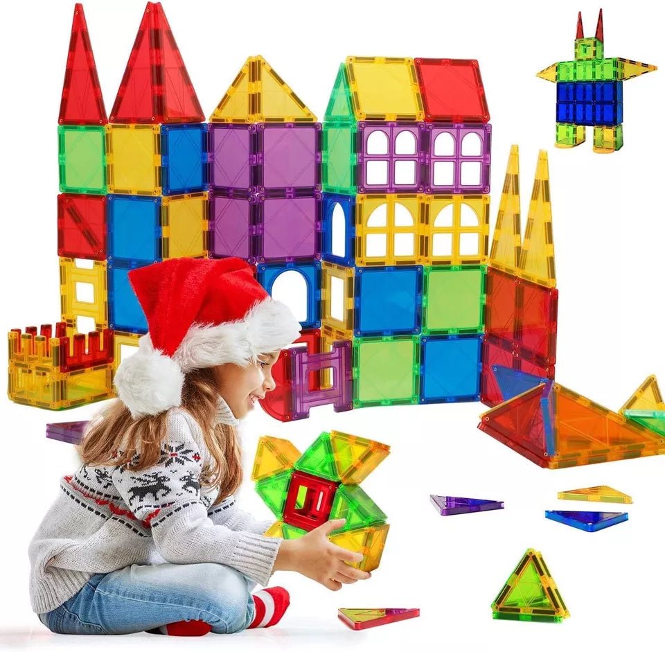 Magnet Bausteine Kinder Spielzeug Magnetische Fliesen Lernspiel - Bunt (66 - tlg. Set) - Less Goods