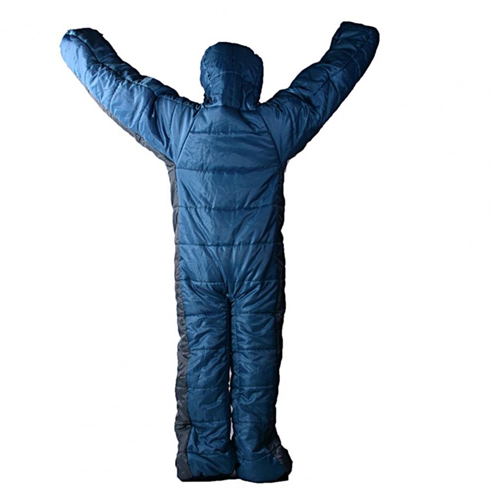 Blauer Schlafsack mit Füßen – Ultraleicht & Warm | Winter Sommerschlafsack mit Fußöffnung | Hüttenschlafsack & Deckenschlafsack – Kompakt & Atmungsaktiv - Less Goods