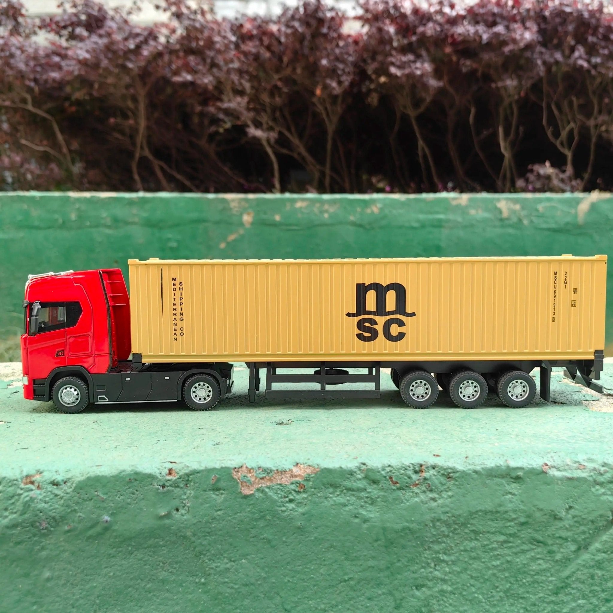 1:50 LKW Spielzeug – Metall Diecast Truck mit Container, Licht & Sound – Transportfahrzeug Modell für Kinder & Sammler - Less Goods