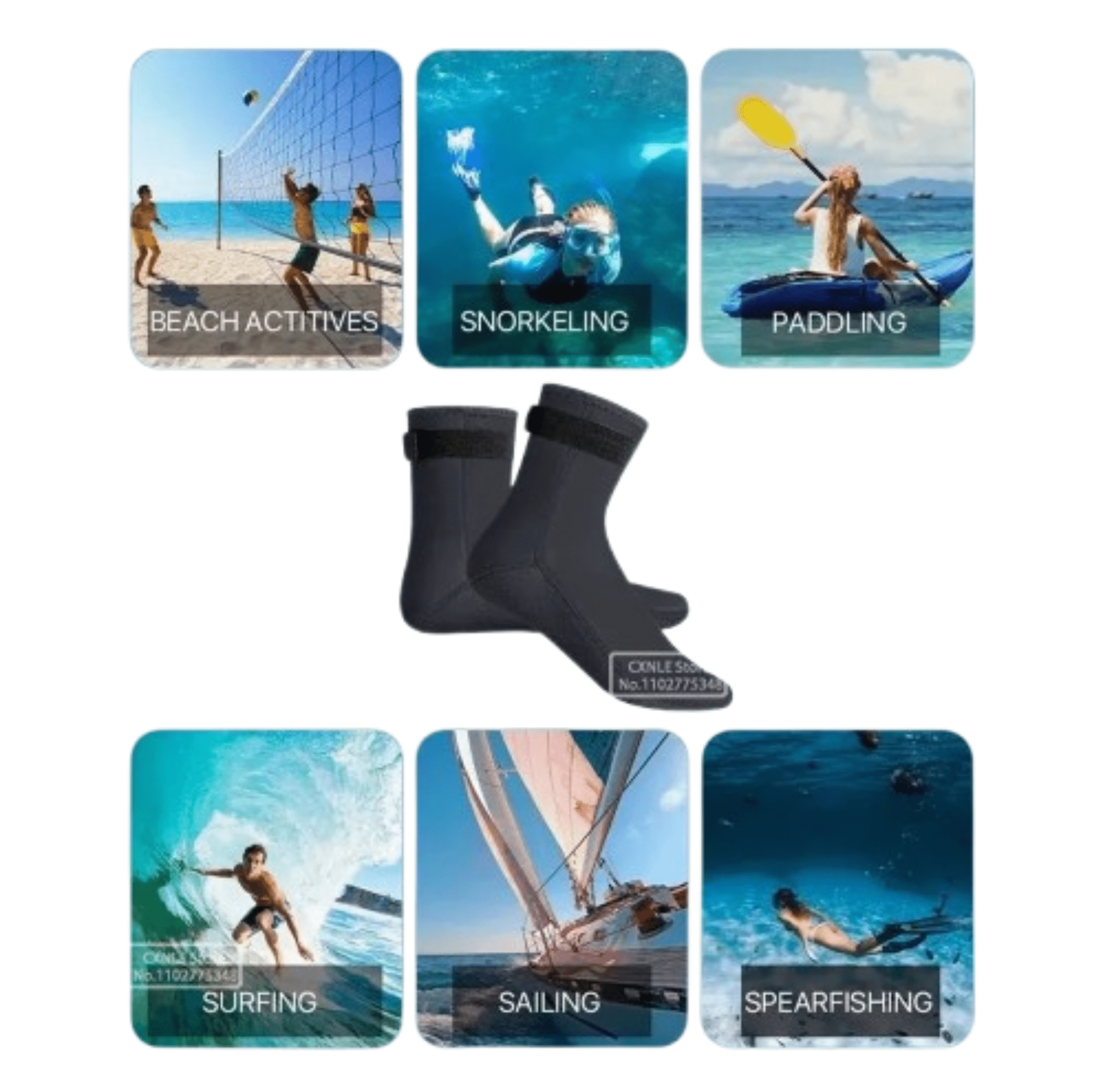 Neopren - Tauchsocken 5mm – Anti - Rutsch, Warm, Elastisch, für Schwimmen, Schnorcheln, Surfen und Wassersport – Unisex Wetsuit Socken - Less Goods