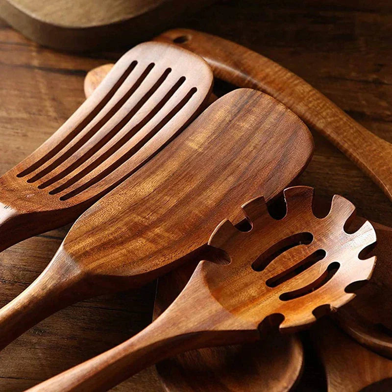 WoodChef™ Küchenhelfer-Set aus Teakholz – Hochwertige Kochutensilien für nachhaltiges Kochen