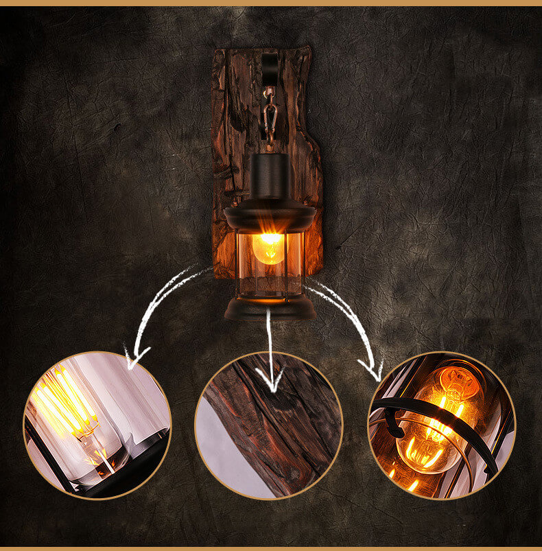 GlasGlow™ – Zylindrische Wandlampe aus Glas & Holz im modernen Design