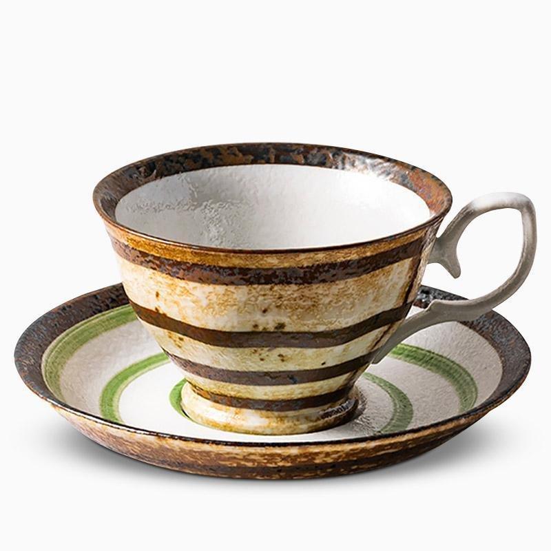 CalmSip™ Matcha Teetassen-Set – Handgefertigte Steinzeug-Tasse & Untertasse (2-teilig)