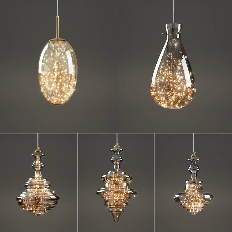 NebulaGlow™ Pendelleuchte – Elegante graue Glas-Hängelampe mit Messing für Esszimmer & Küche (LED)