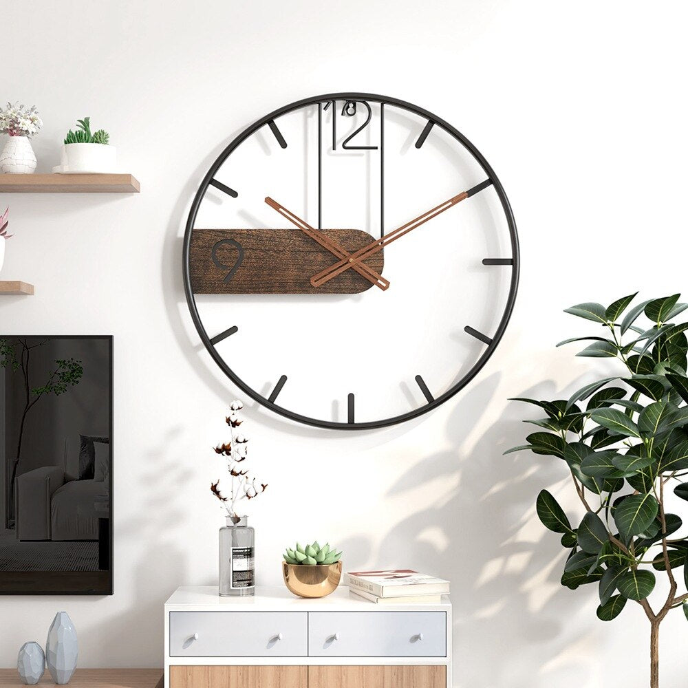 Woodline™ – Moderne Wanduhr aus Edelstahl & Walnuss-Holz (Luxus Design)
