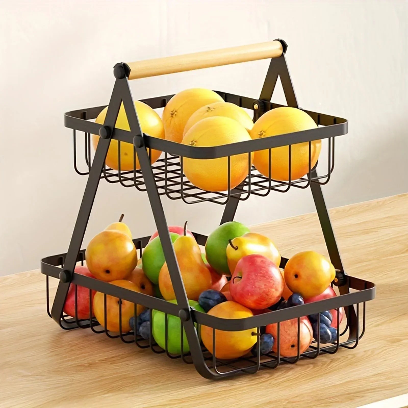 CascadeCharm™ – Moderner 3-stufiger Obstkorb aus Stahl | Platzsparende Küchenorganisation
