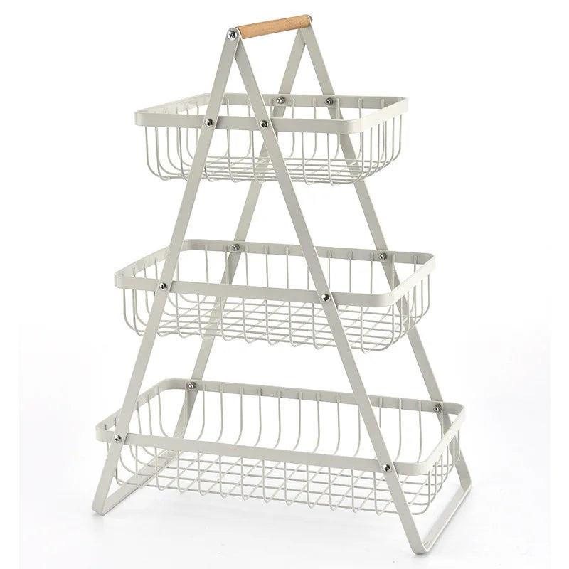 CascadeCharm™ – Moderner 3-stufiger Obstkorb aus Stahl | Platzsparende Küchenorganisation