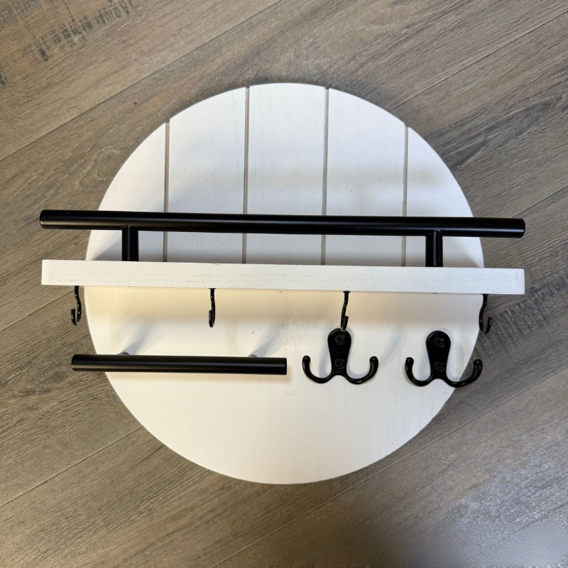 WoodLoop™ Schlüsselhalter Holz & Bambus – Wandmontage Organizer, 30×12 cm, 2 Ebenen, nachhaltig & modern