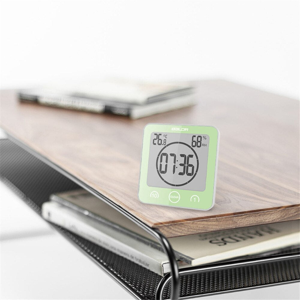 AquaClock™ Wasserdichte Duschuhr – Bad/ Dusch Uhr, großes Display, 10 cm, weiß, batteriebetrieben