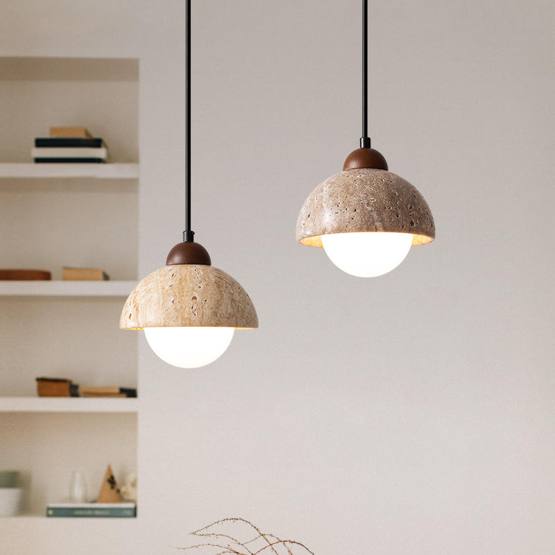 MarbleGlow™ Pendelleuchte – Design-Hängelampe aus Naturmarmor & Walnussholz (LED, E27/G9)