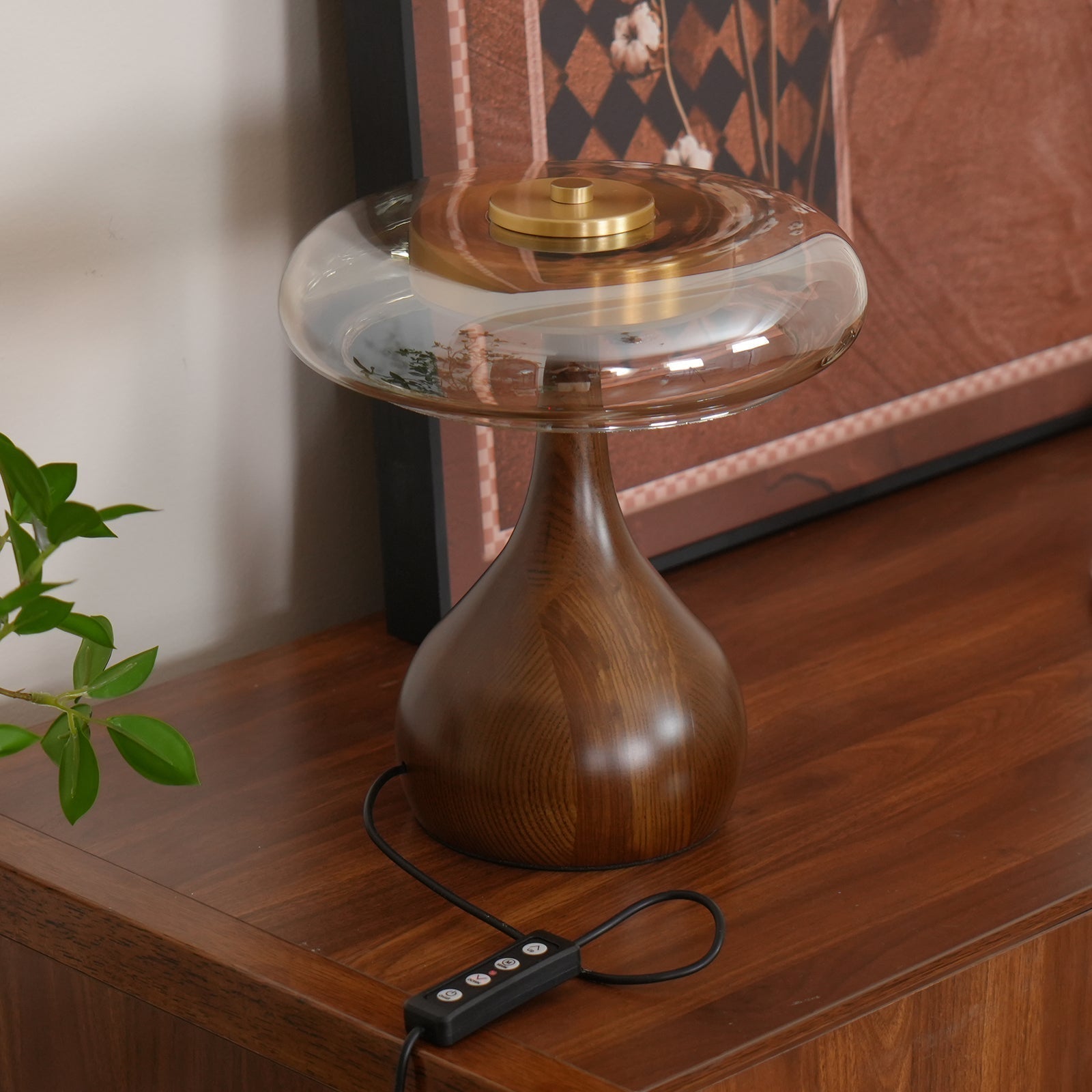 LumiWood™ Tischlampe – Elegante LED-Designlampe aus Holz & Messing mit 3 Lichtfarben