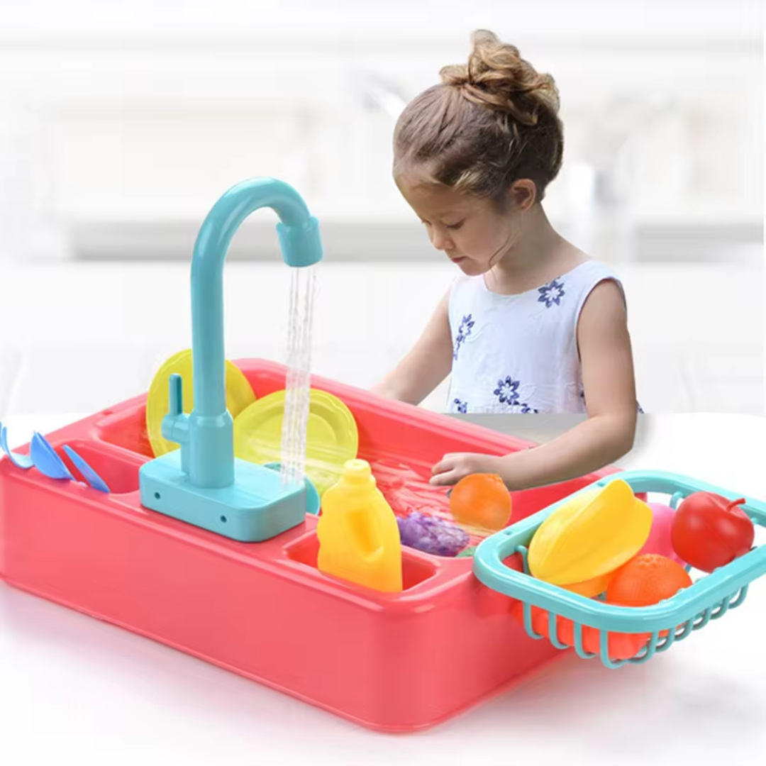 AquaSink™ – Lern-Spülbecken für Kinder mit fließendem Wasser | Interaktives Küchen-Spielset