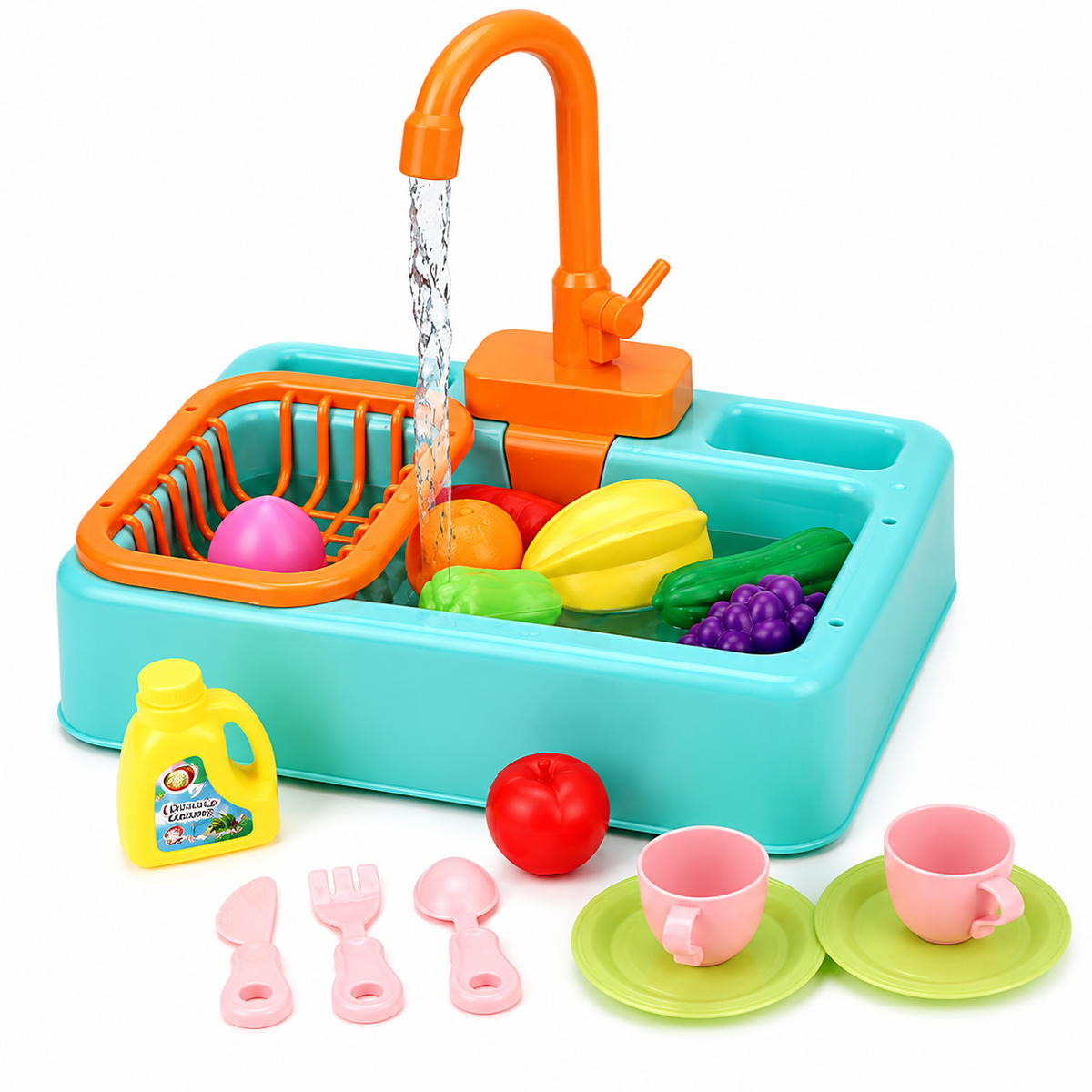 AquaSink™ – Lern-Spülbecken für Kinder mit fließendem Wasser | Interaktives Küchen-Spielset