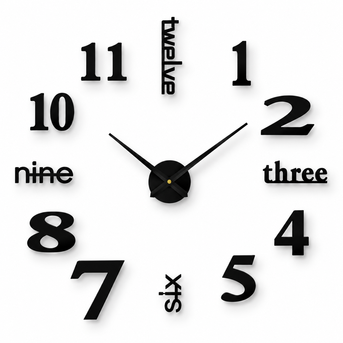 ArtisticTick™ Moderne Statement-Wanduhr – 40 cm, Kreatives Design, Schwarz Matt, Quarzwerk - Less Goods