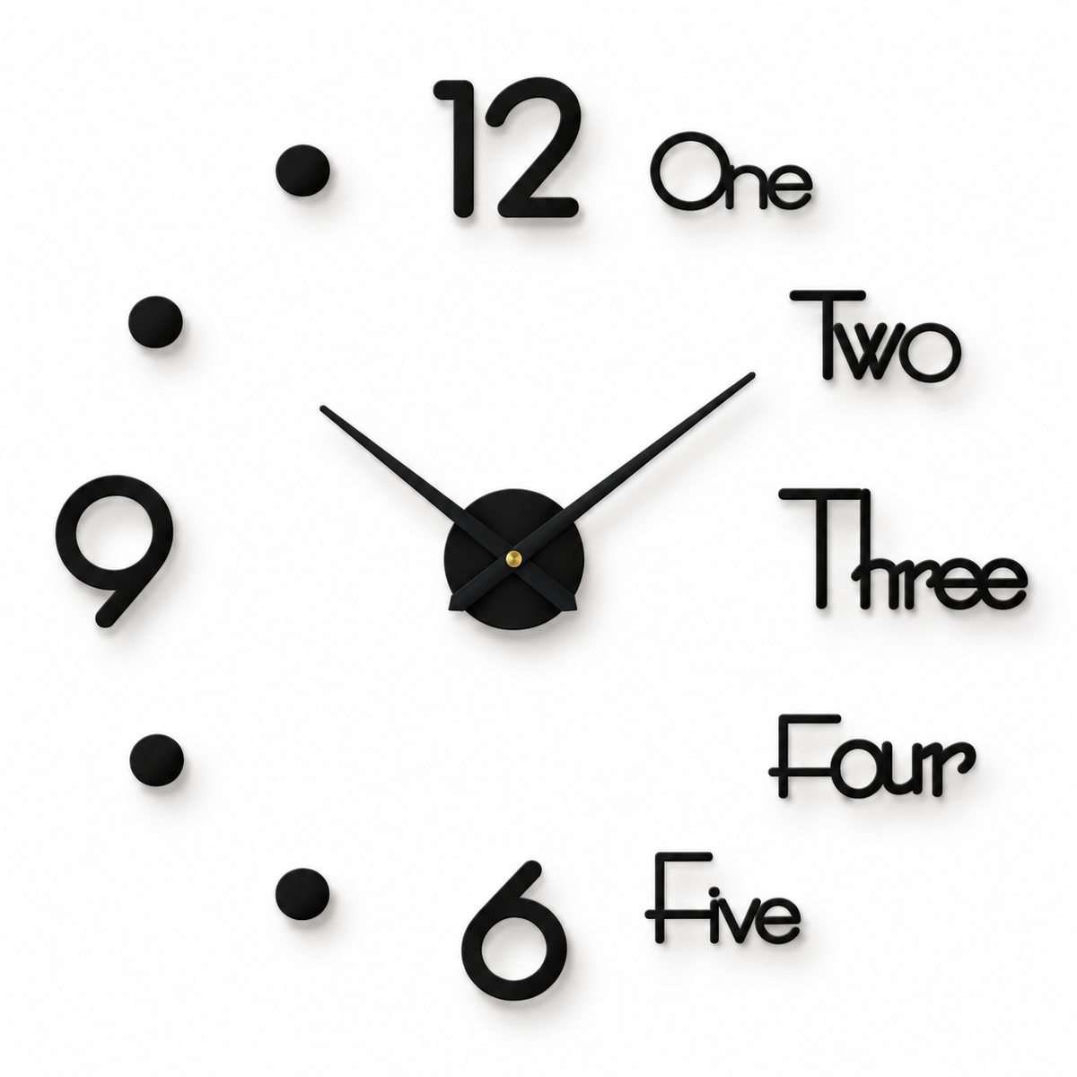 ArtisticTick™ Moderne Statement-Wanduhr – 40 cm, Kreatives Design, Schwarz Matt, Quarzwerk - Less Goods